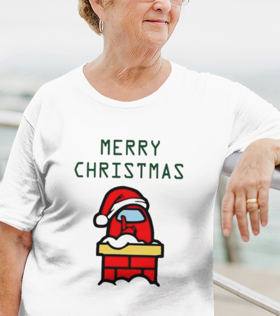Among Us Santa Red Merry Christmas Chimney Crewmate T-Shirt