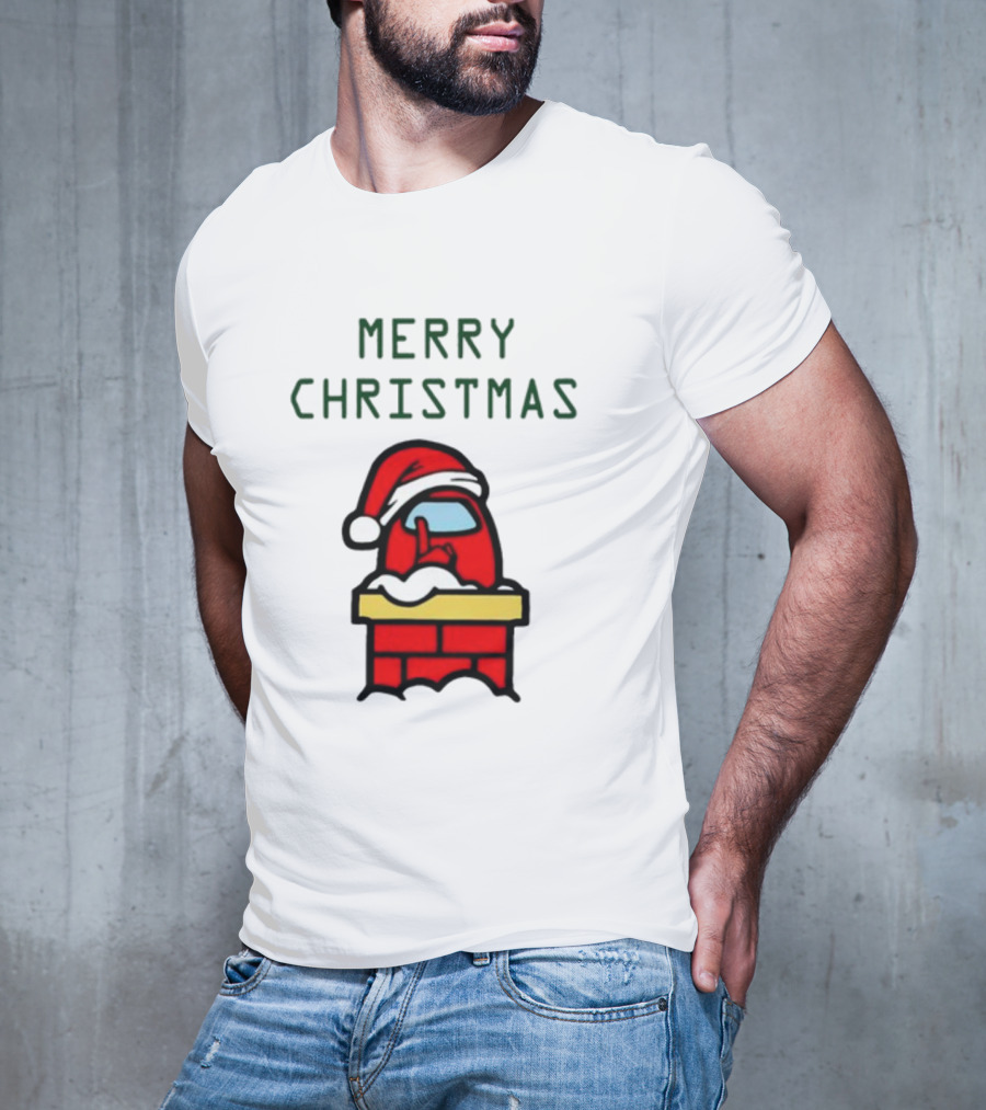 Among Us Santa Red Merry Christmas Chimney Crewmate T-Shirt