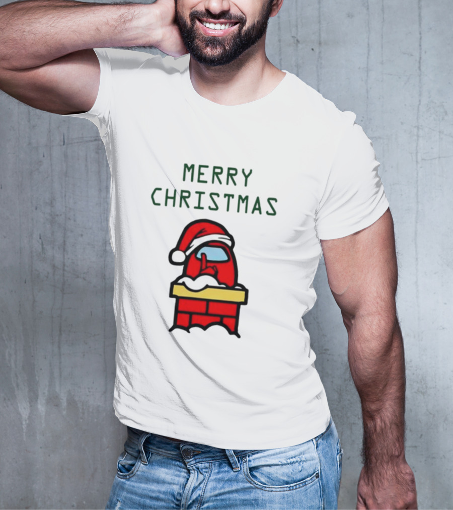 Among Us Santa Red Merry Christmas Chimney Crewmate T-Shirt
