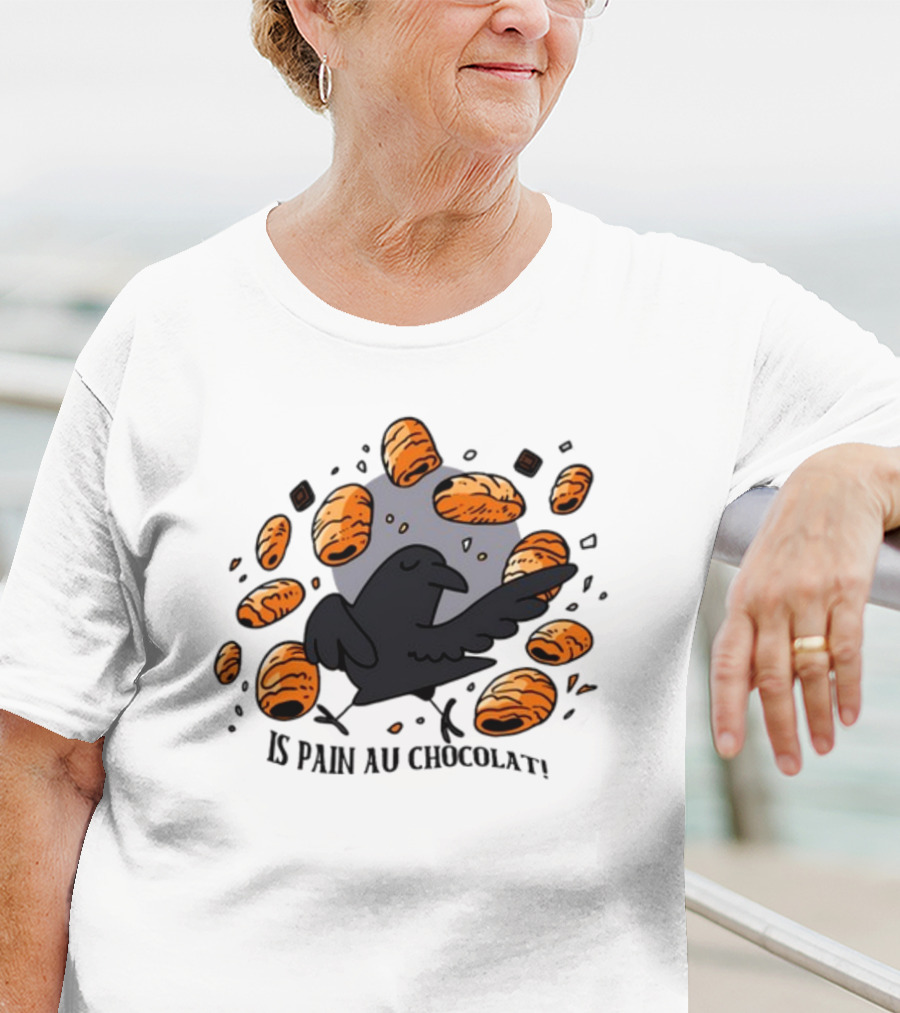 Bird Surrounded By Pain Au Chocolat Pastries T-Shirt