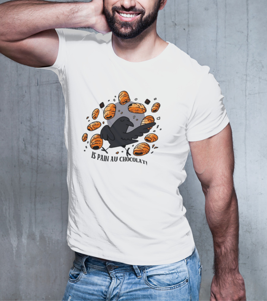 Bird Surrounded By Pain Au Chocolat Pastries T-Shirt
