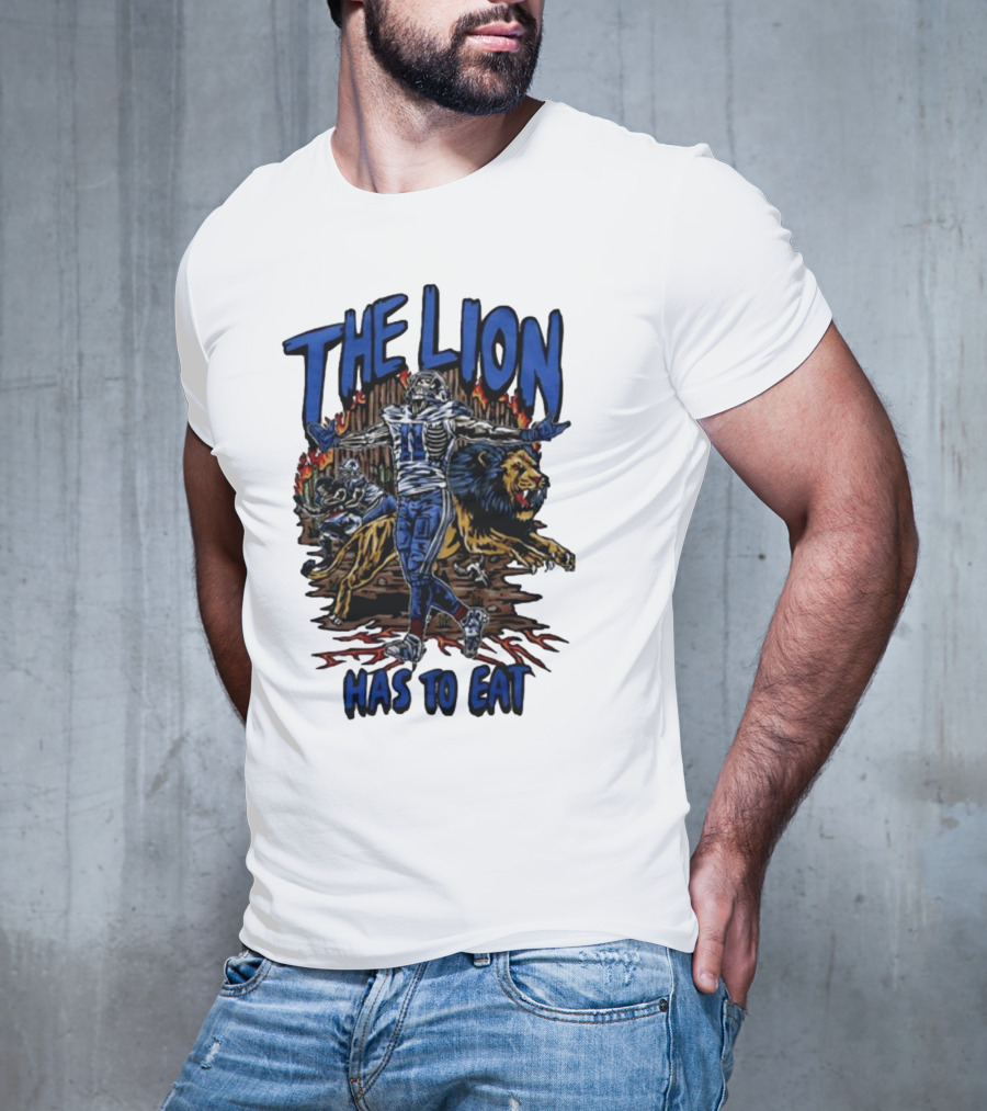 The Lion Has To Eat Retros Themed Football Warrior T-Shirt