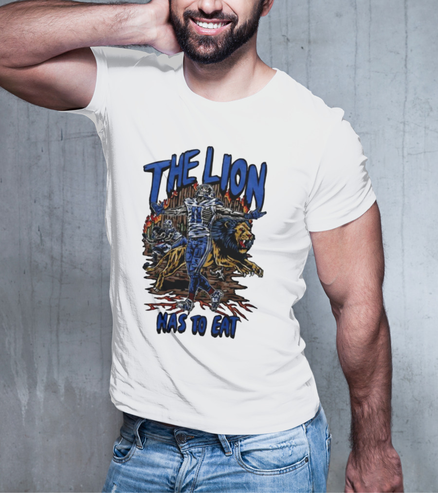 The Lion Has To Eat Retros Themed Football Warrior T-Shirt