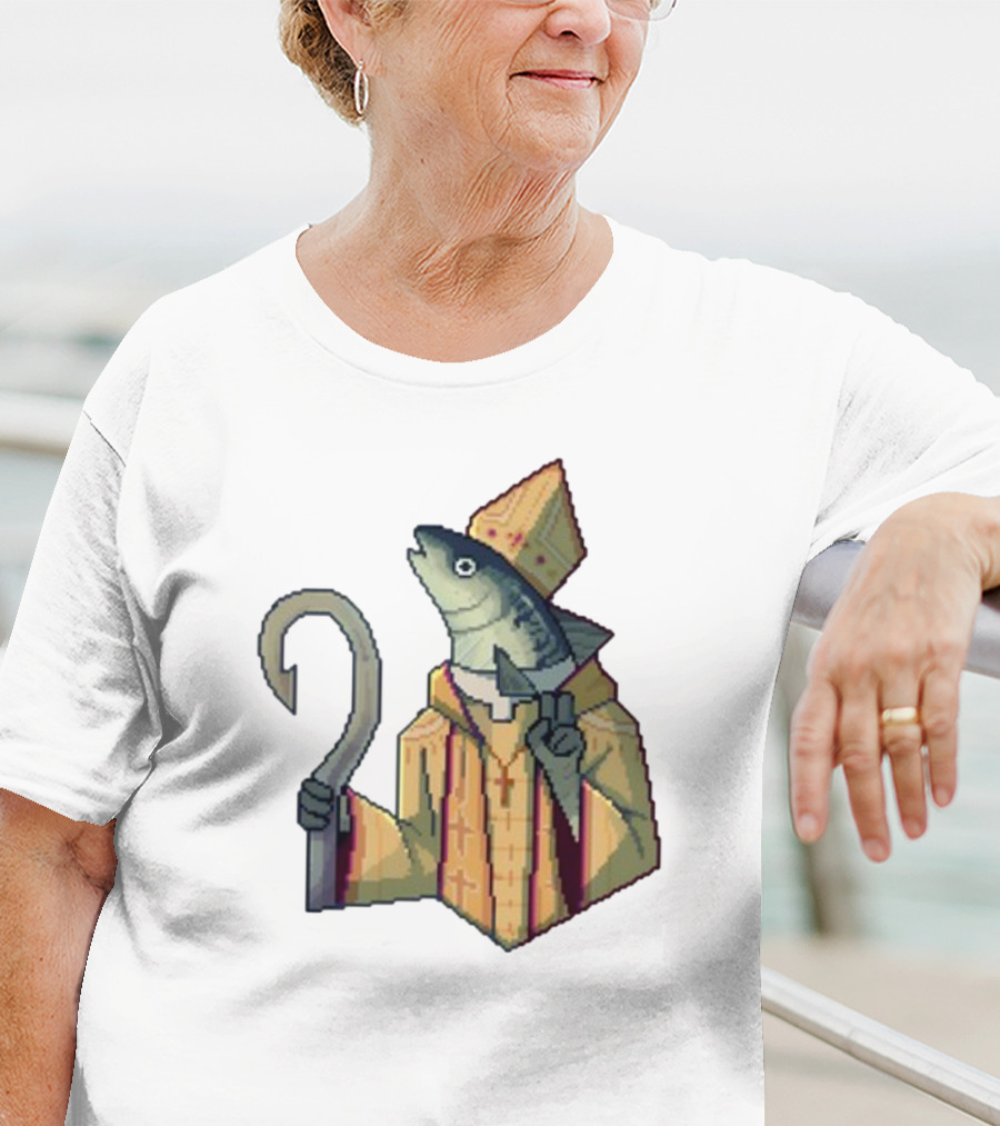 May Could Be With You Holy Mackerel Fish Bishop Pixel T-Shirt