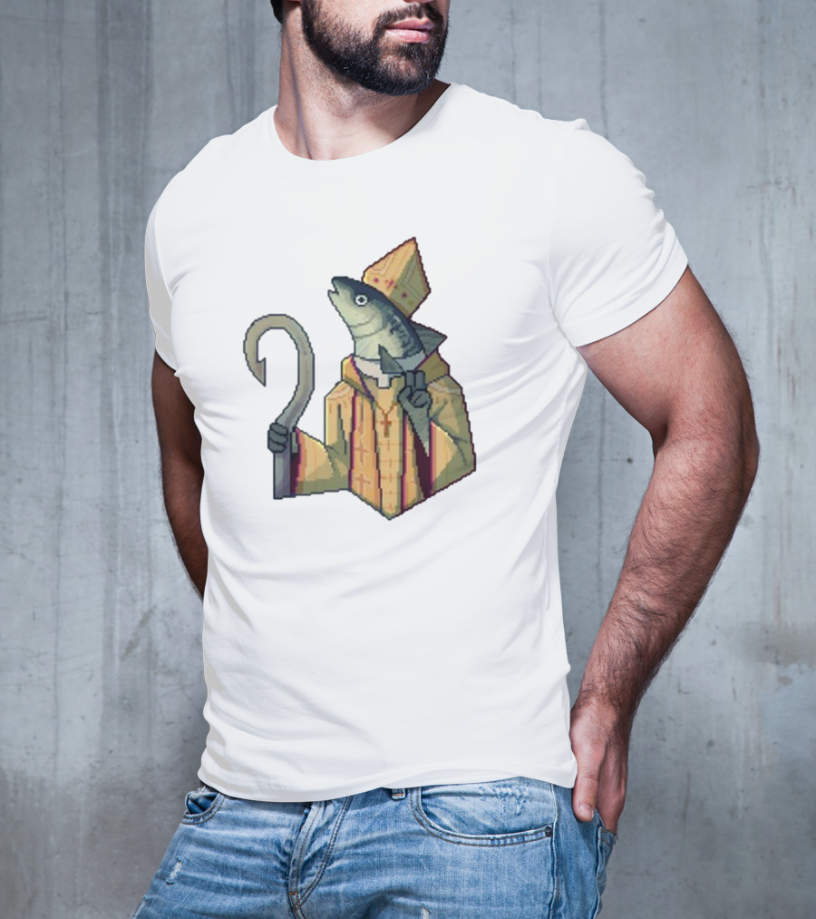May Could Be With You Holy Mackerel Fish Bishop Pixel T-Shirt