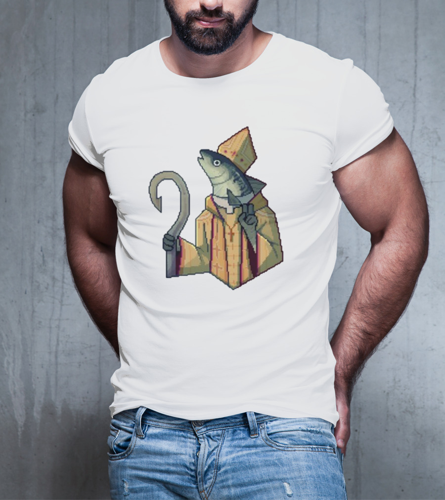 May Could Be With You Holy Mackerel Fish Bishop Pixel T-Shirt