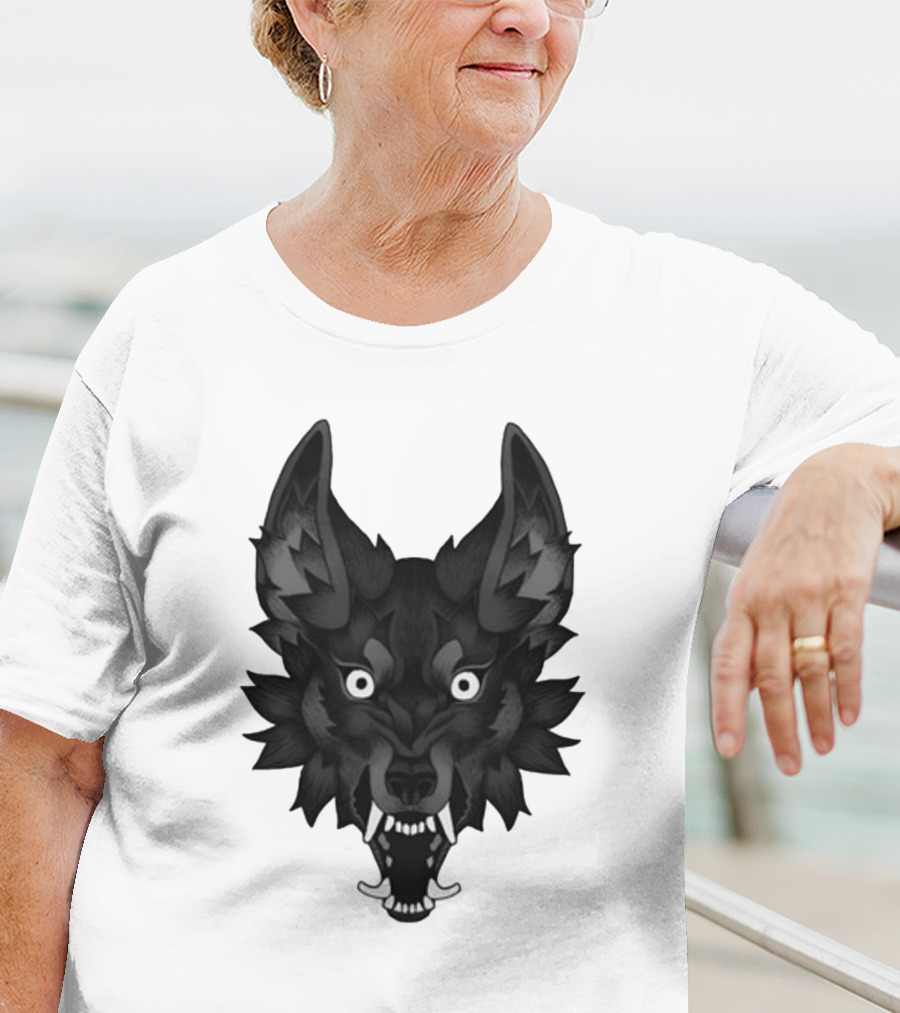Snarling Wolf Head Monochrome T-Shirt