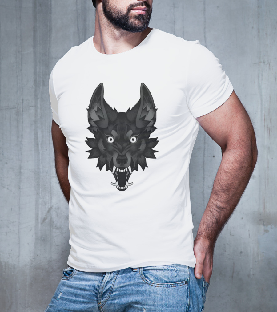Snarling Wolf Head Monochrome T-Shirt
