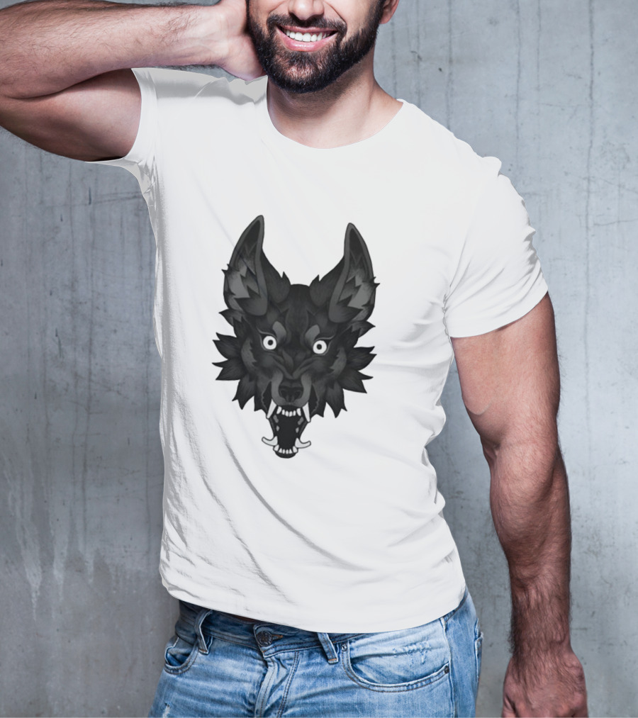Snarling Wolf Head Monochrome T-Shirt
