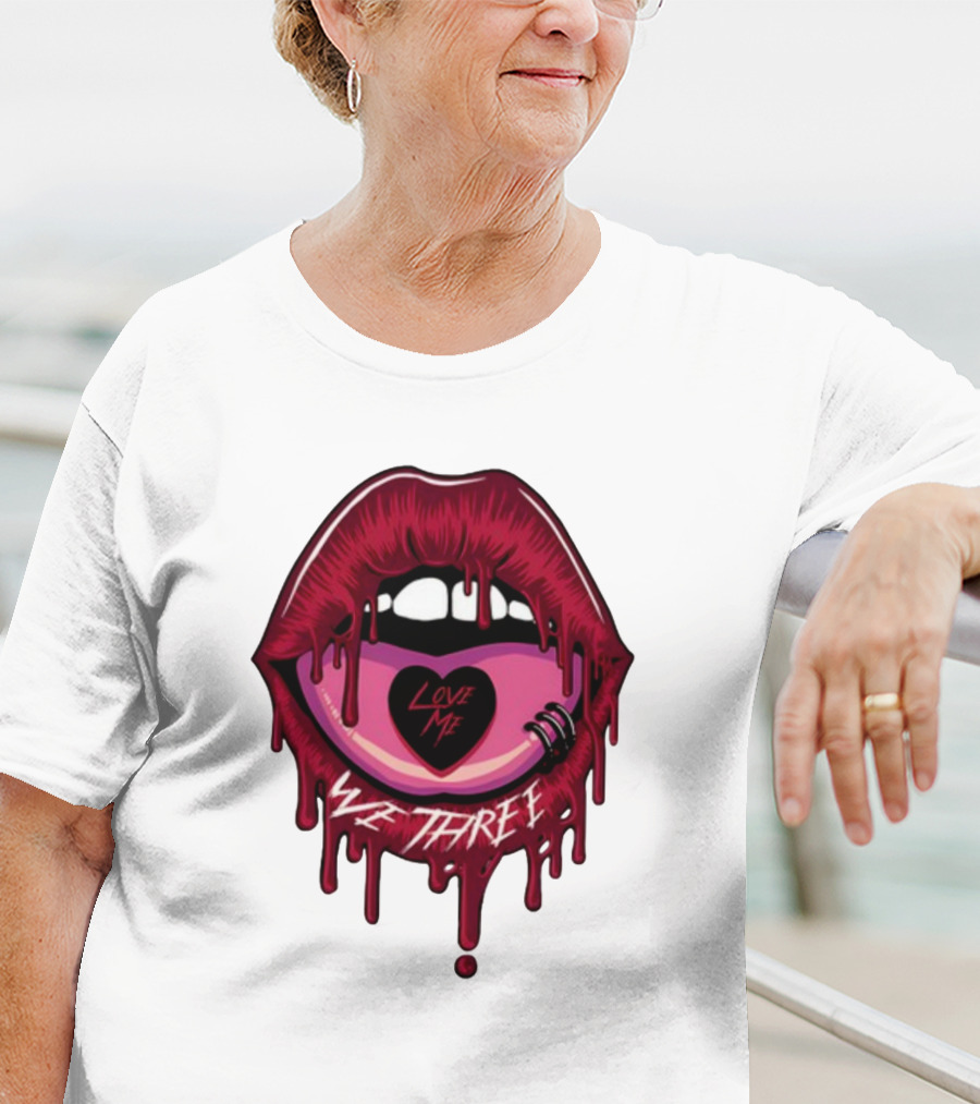 We Three Love Me Dripping Lips Heart Tattoo T-Shirt