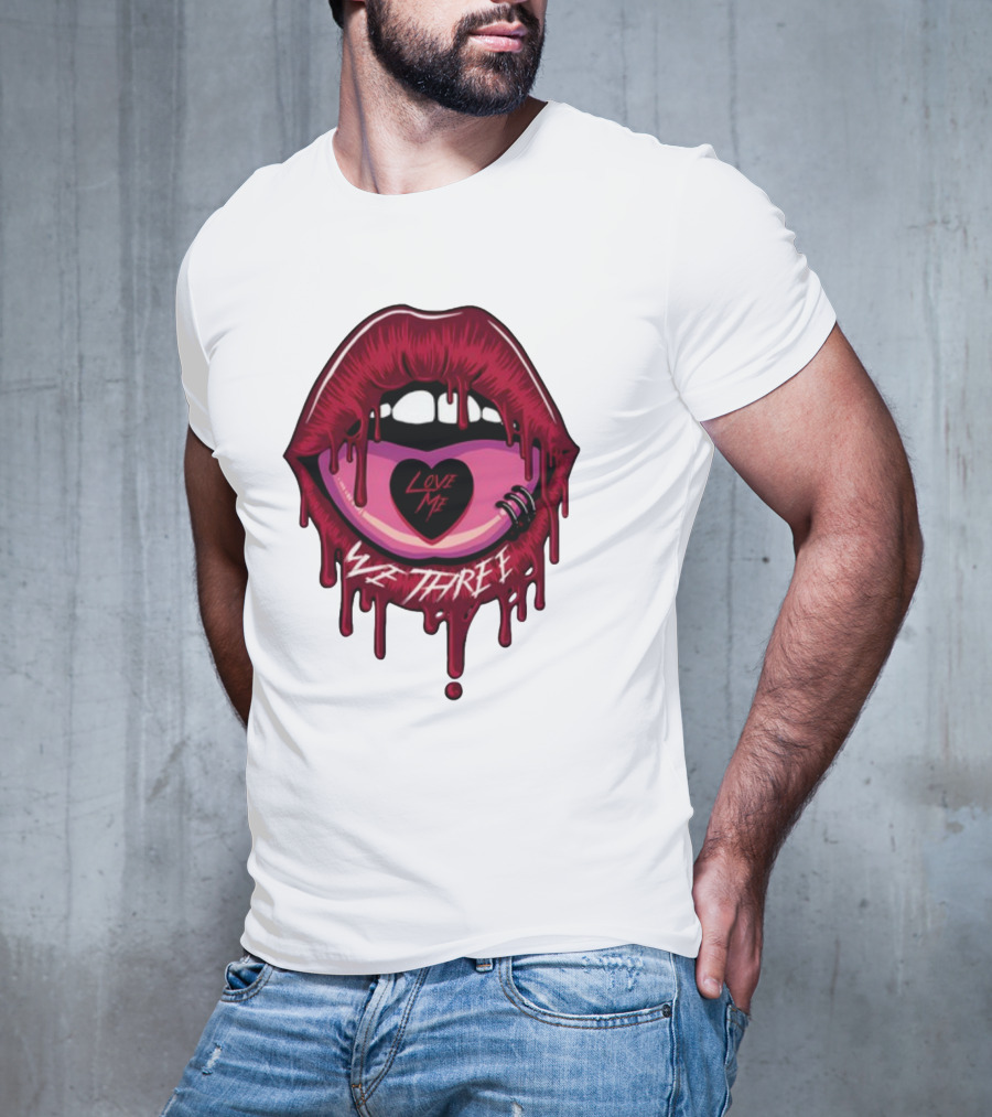 We Three Love Me Dripping Lips Heart Tattoo T-Shirt