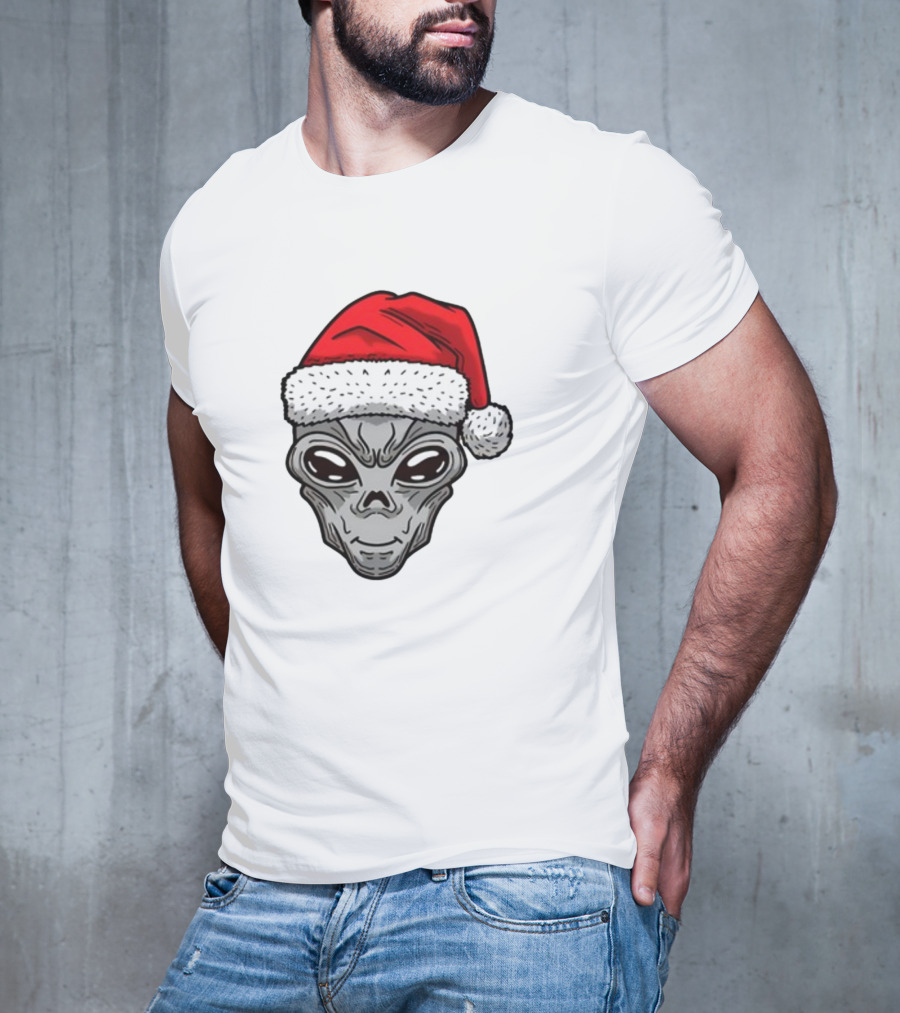 Xmas Santa Hat Alien Christmas T-Shirt