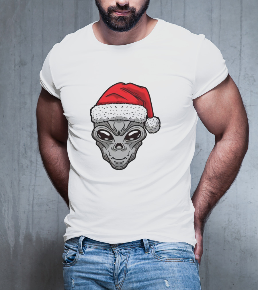 Xmas Santa Hat Alien Christmas T-Shirt