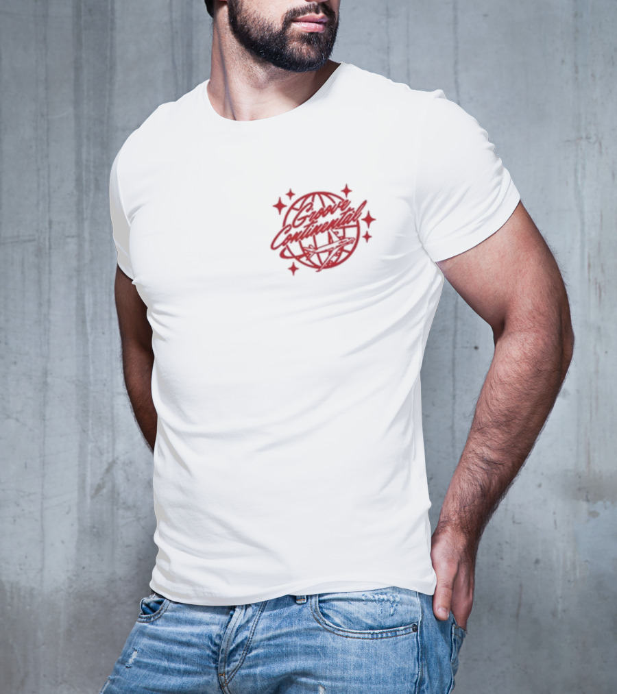 Yung Bae Groove Continental Red Globe Graphic With Stars T-Shirt