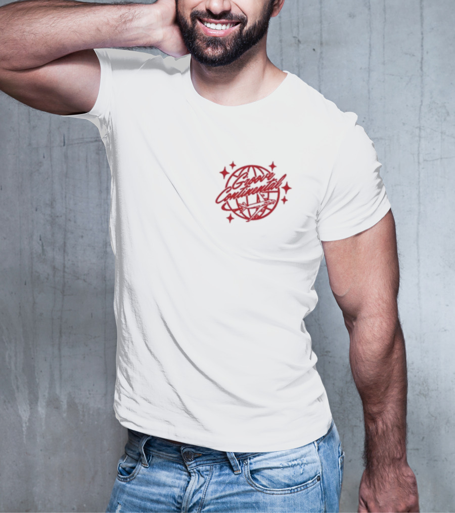 Yung Bae Groove Continental Red Globe Graphic With Stars T-Shirt