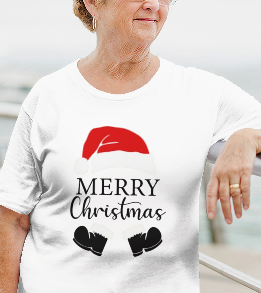 Merry Christmas Santa Hat And Boots Svg T-Shirt