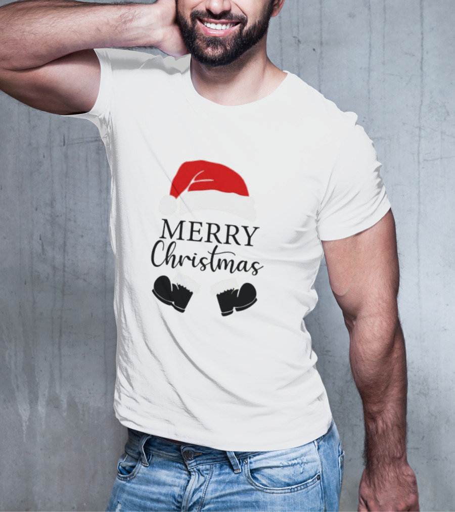 Merry Christmas Santa Hat And Boots Svg T-Shirt