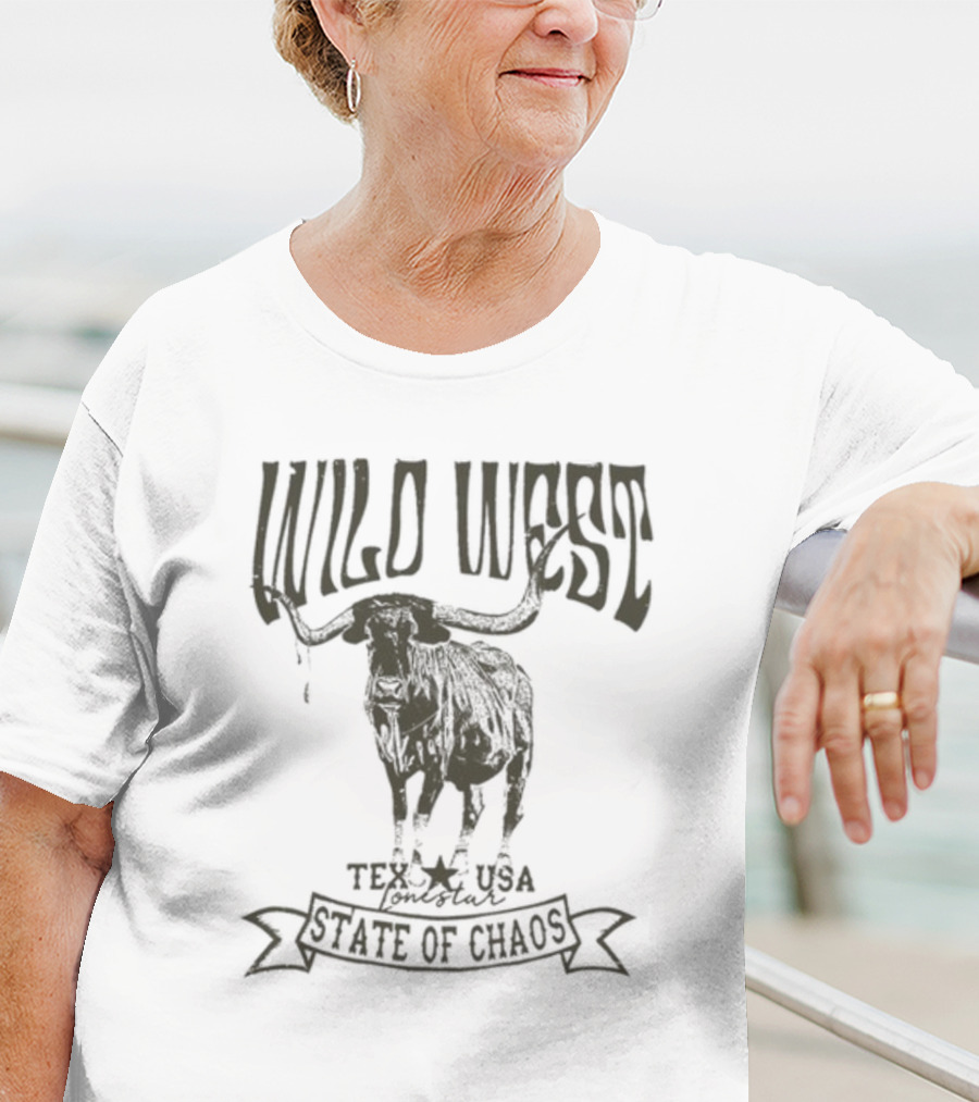 Wild West Texas USA State Of Chaos Longhorn T-Shirt