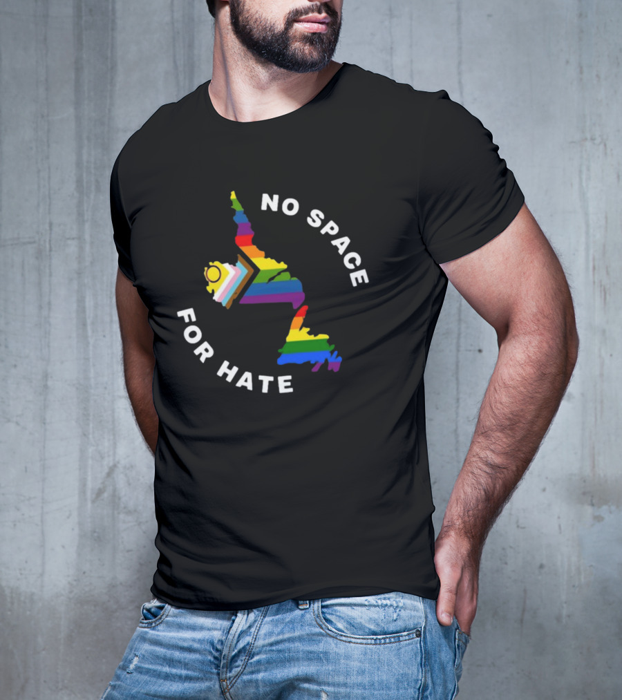 No Space For Hate Rainbow Pride Inclusivity Flag And Map T-Shirt