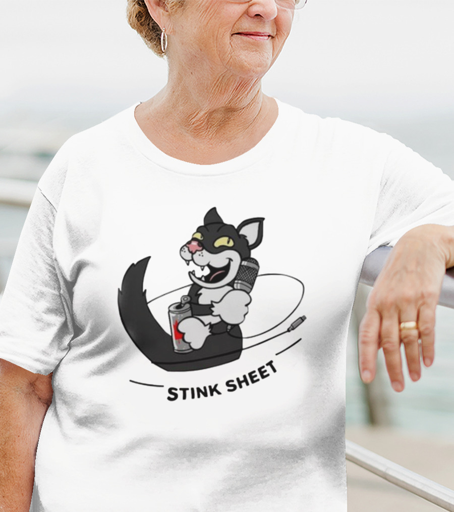 Podcast Psy Op Division Cat With Microphone And Spray Can Stink Sheet T-Shirt