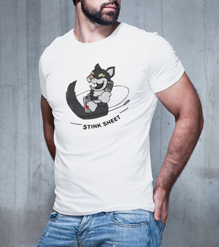 Podcast Psy Op Division Cat With Microphone And Spray Can Stink Sheet T-Shirt