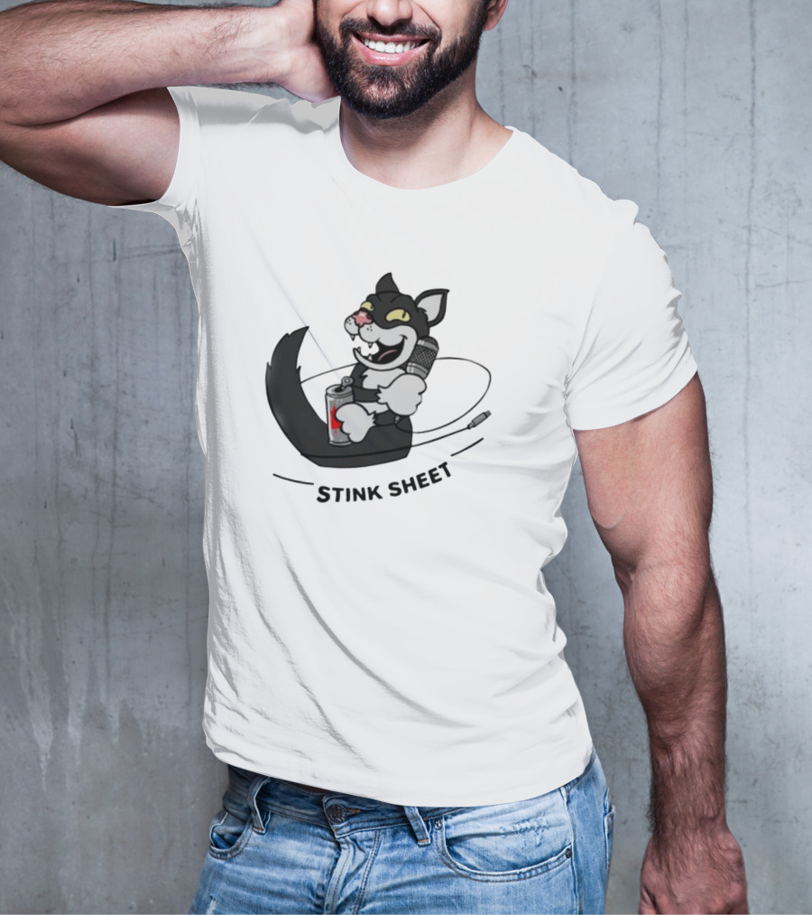 Podcast Psy Op Division Cat With Microphone And Spray Can Stink Sheet T-Shirt
