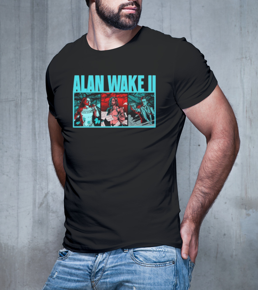 ALAN WAKE II Comic Style Three Panel T-Shirt