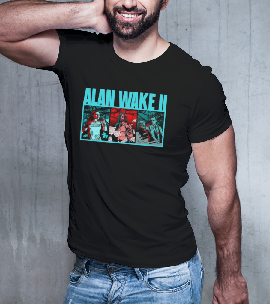 ALAN WAKE II Comic Style Three Panel T-Shirt