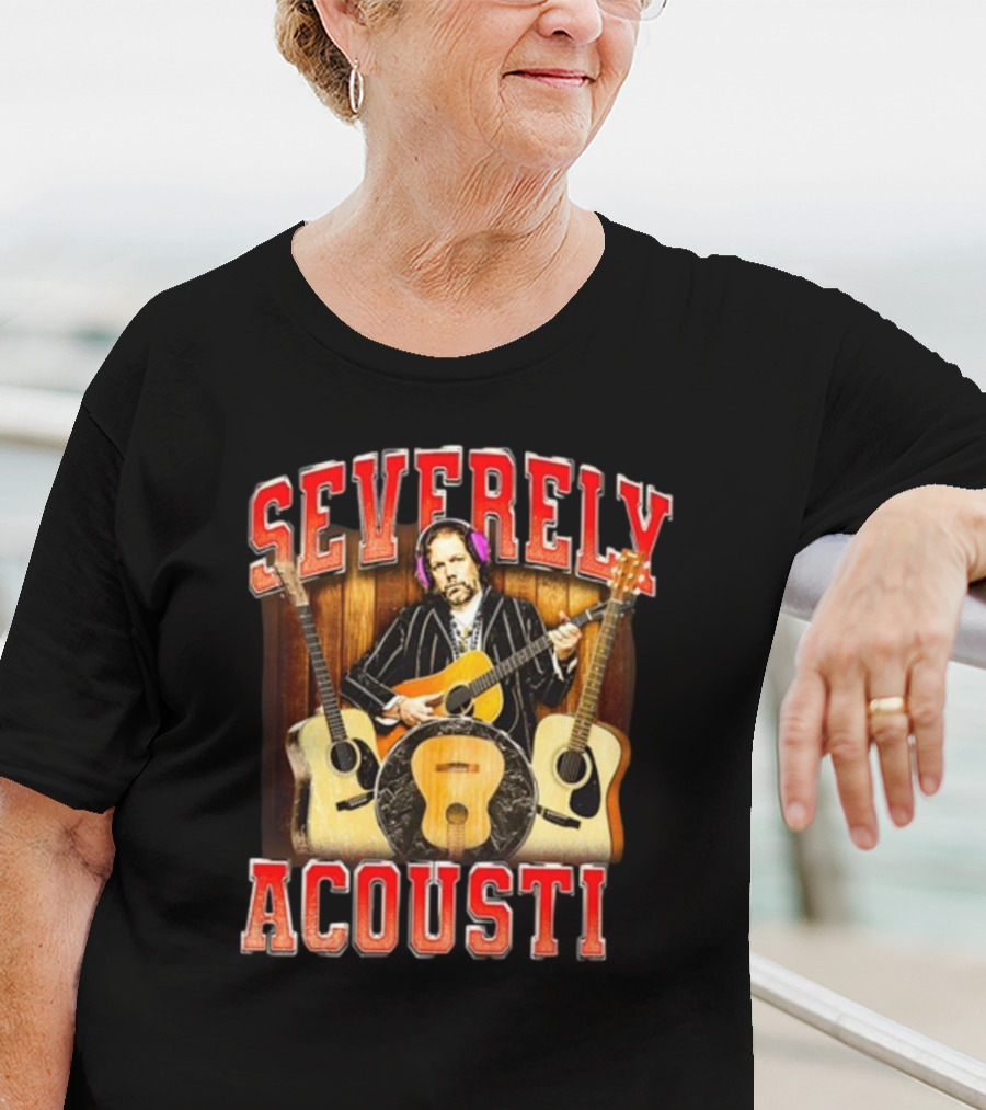 Notsafeforwear Severely Acoustic Guitars And Musician With Headphones T-Shirt