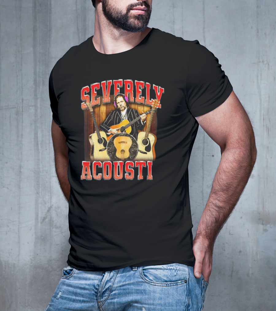 Notsafeforwear Severely Acoustic Guitars And Musician With Headphones T-Shirt