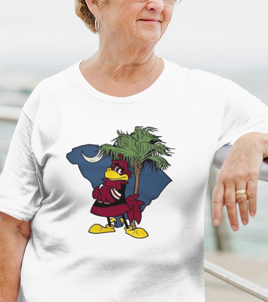 South Carolina Gamecock With Palmetto And Crescent Moon T-Shirt