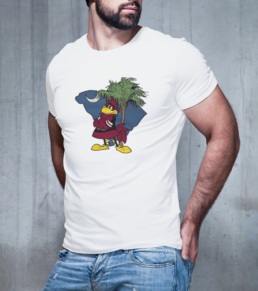 South Carolina Gamecock With Palmetto And Crescent Moon T-Shirt