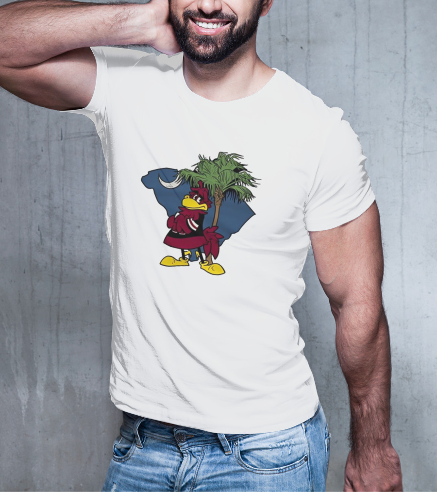 South Carolina Gamecock With Palmetto And Crescent Moon T-Shirt