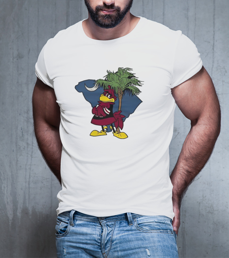 South Carolina Gamecock With Palmetto And Crescent Moon T-Shirt