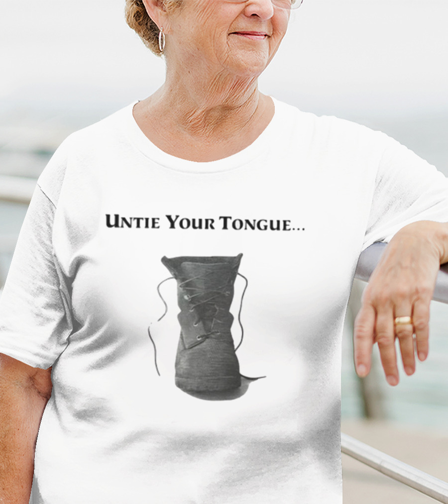 Cravemedia Untie Your Tongue Boot Laces Visual Pun T-Shirt