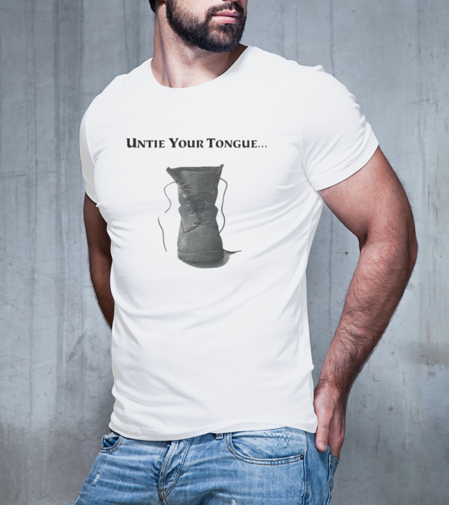 Cravemedia Untie Your Tongue Boot Laces Visual Pun T-Shirt
