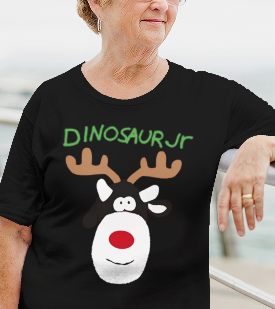 Dinosaur Jr Reindeer With Red Nose And Antlers T-Shirt