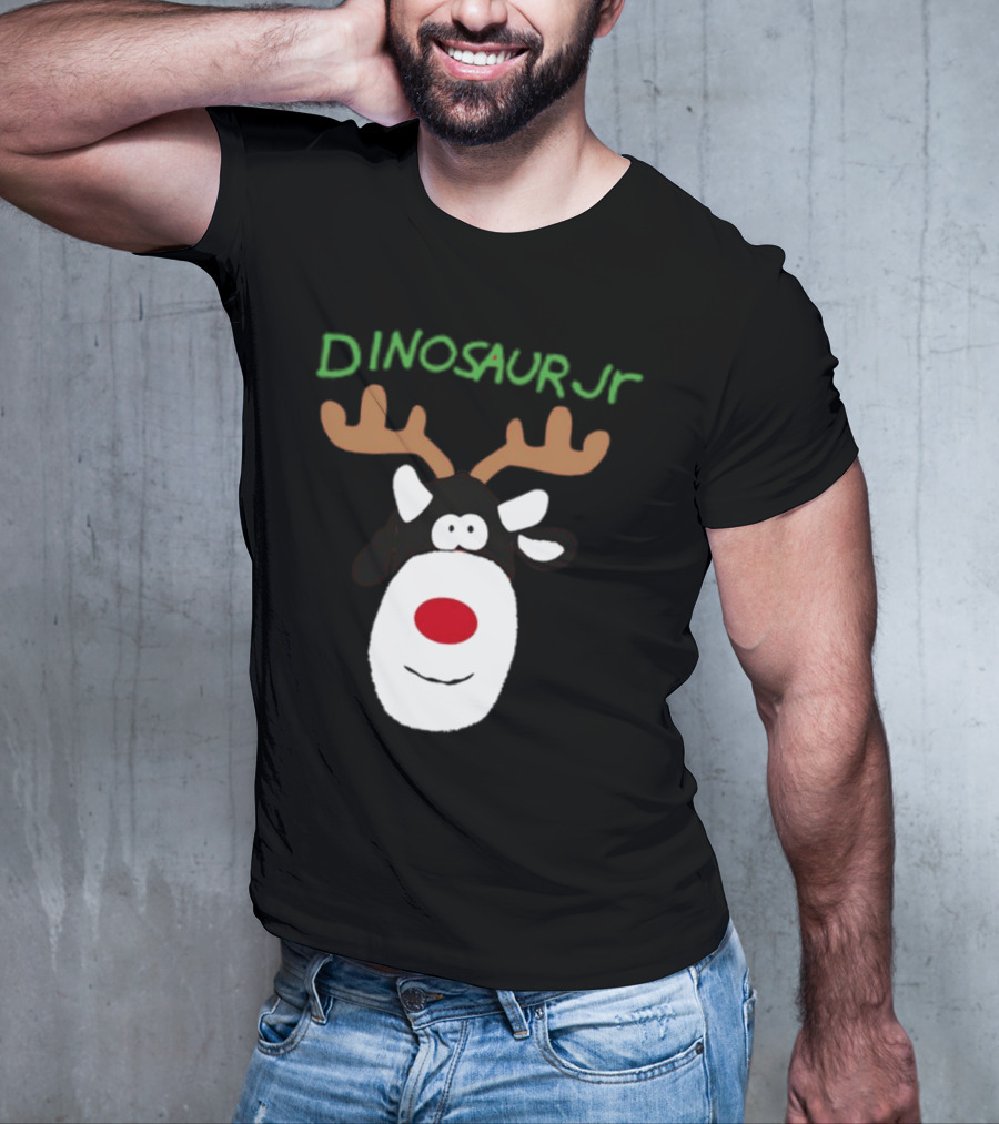 Dinosaur Jr Reindeer With Red Nose And Antlers T-Shirt