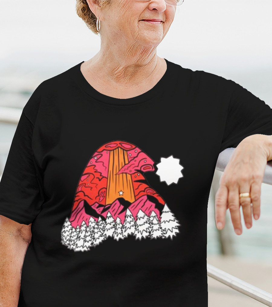 Home Free Texas Hill Christmas Santa Hat Mountain Scene T-Shirt