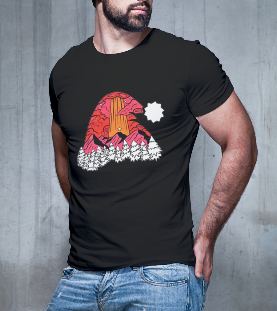 Home Free Texas Hill Christmas Santa Hat Mountain Scene T-Shirt