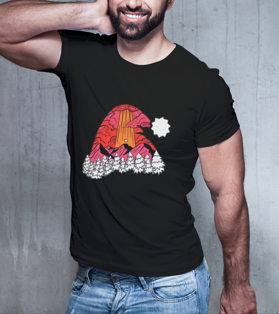 Home Free Texas Hill Christmas Santa Hat Mountain Scene T-Shirt