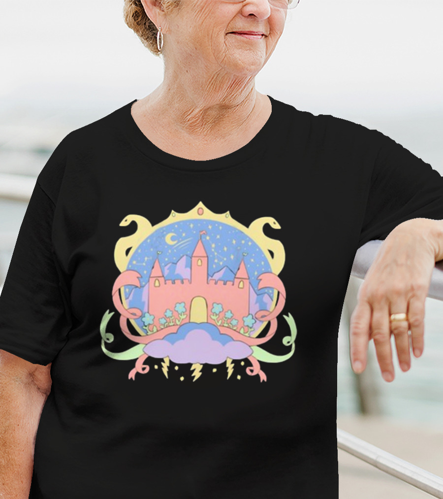 Holiday Castle Mystical Night With Serpents, Clouds, And Lightning T-Shirt
