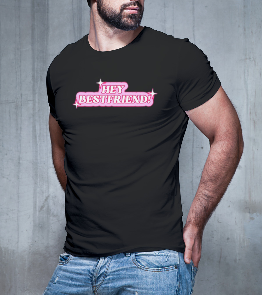 Alana Lintao Hey Bestfriend Pink Sparkle Text T-Shirt