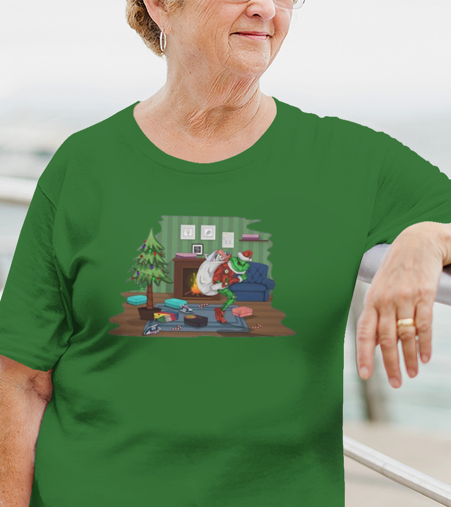 How The Grinch Stole Sneakers Stealing Colorful Boxes By Christmas Tree T-Shirt