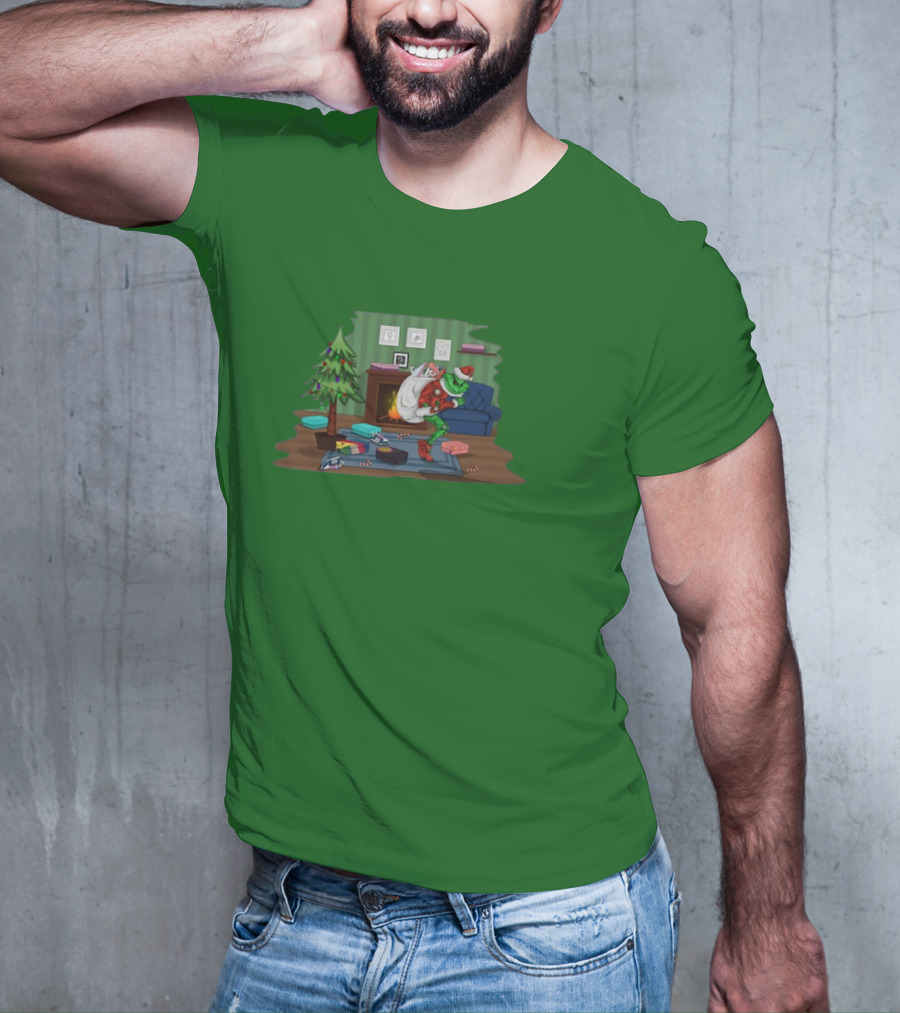 How The Grinch Stole Sneakers Stealing Colorful Boxes By Christmas Tree T-Shirt