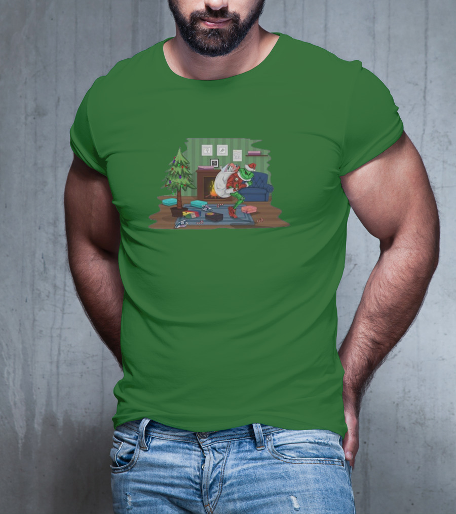 How The Grinch Stole Sneakers Stealing Colorful Boxes By Christmas Tree T-Shirt
