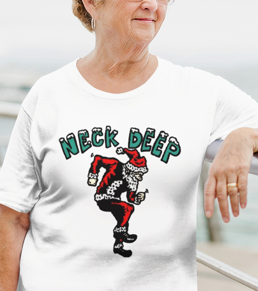 Neck Deep Santa Dancing Green Letters T-Shirt