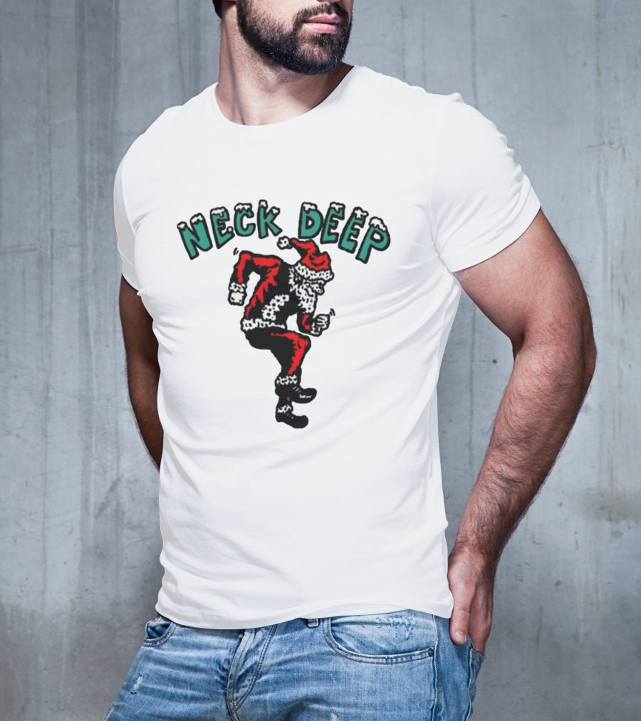 Neck Deep Santa Dancing Green Letters T-Shirt