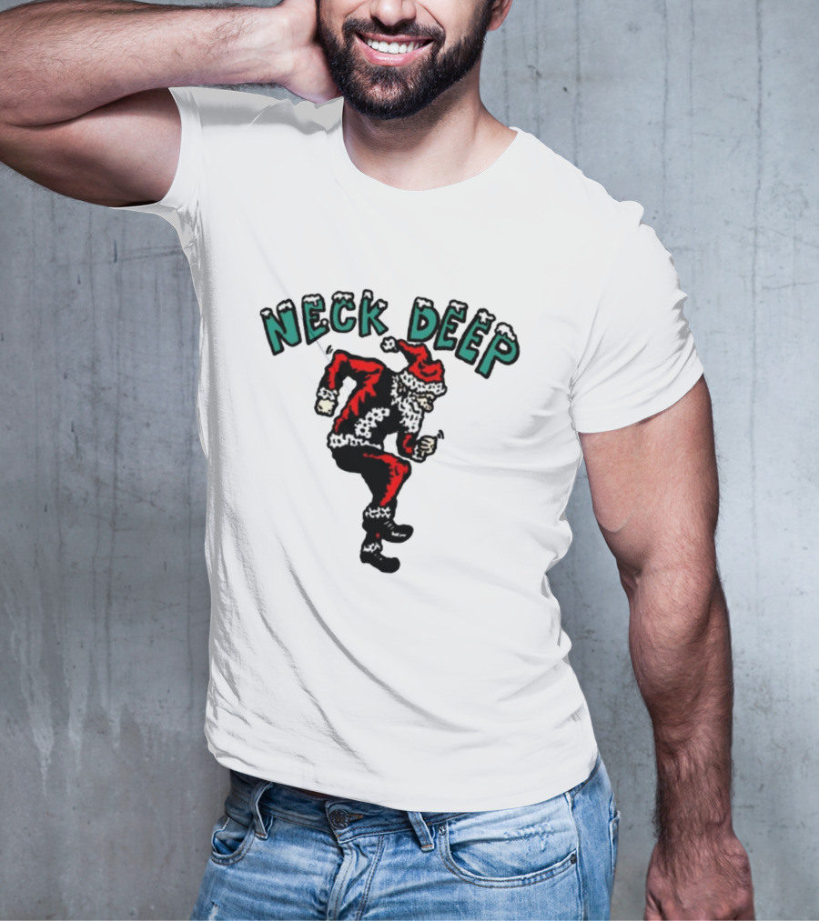 Neck Deep Santa Dancing Green Letters T-Shirt