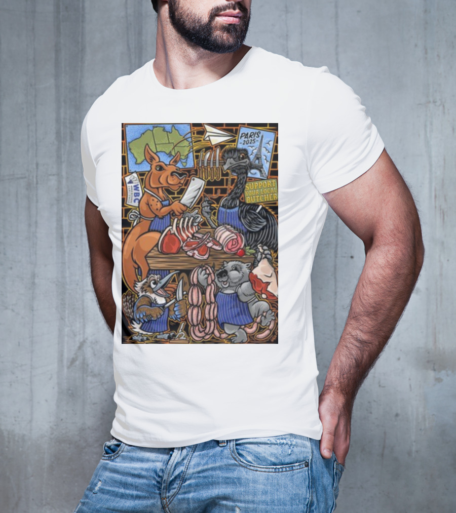 Sigh13 Paris 2025 Support Your Local Butcher WBC Wildlife Butcher Crew T-Shirt